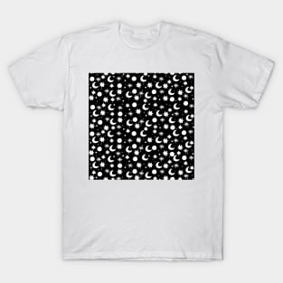 Cosmis space in black and white T-Shirt